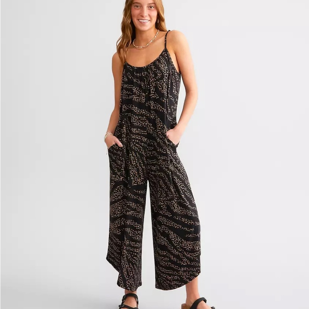 Z Supply Black and Tan Patterned Jumpsuit